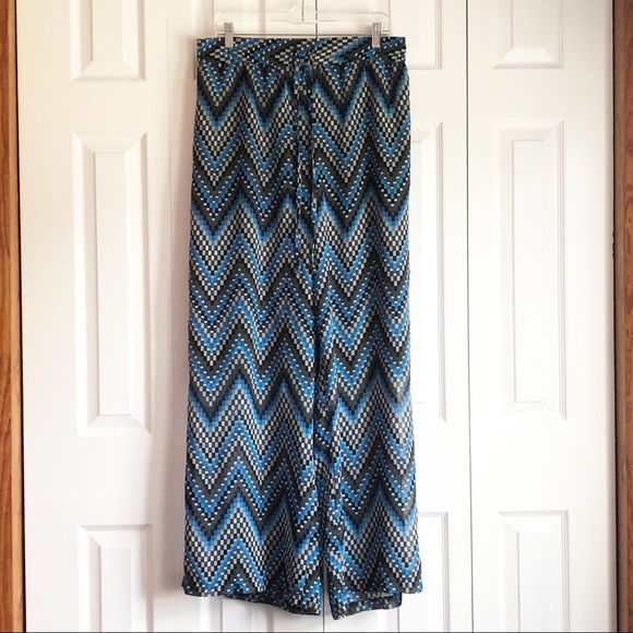 Dots 1X Checkered Chevron Wide Leg Palazzo Pants - Picture 2 of 16